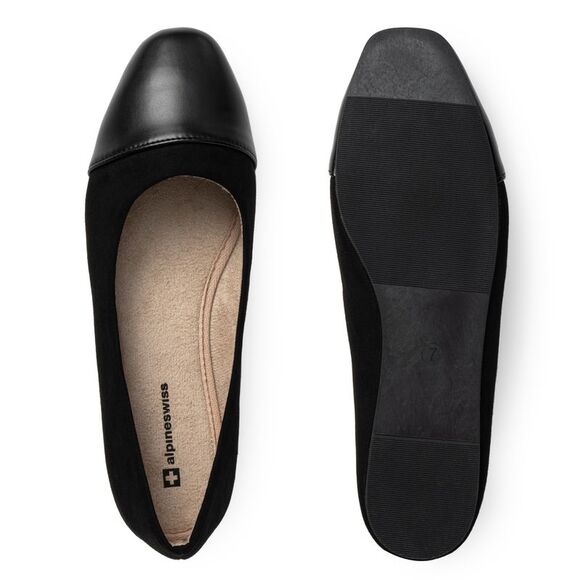 Alpine Swiss Tory Womens Square Toe Ballet Flats Cap Toe Slip On Comfort Shoes - Picture 4 of 7